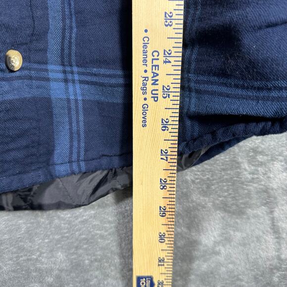 Wrangler Authentics Flannel Quilted Lined Men's Large Hooded Jacket Blue Plaid - Picture 5 of 6